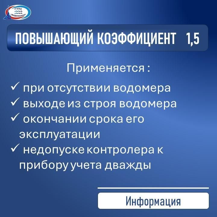 Водоканал: Что нужно знать о применении повышающего коэффициента 1,5