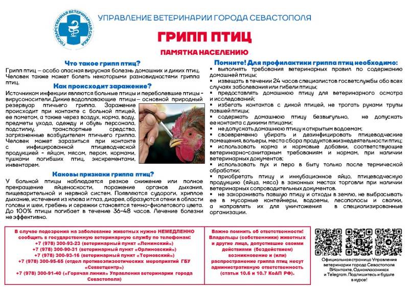 Управление ветеринарии города Севастополя сообщает: