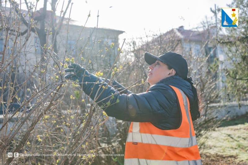 Специалисты «Парков и скверов» начали весенний уход за растениями в сквере Корабела Бутомы