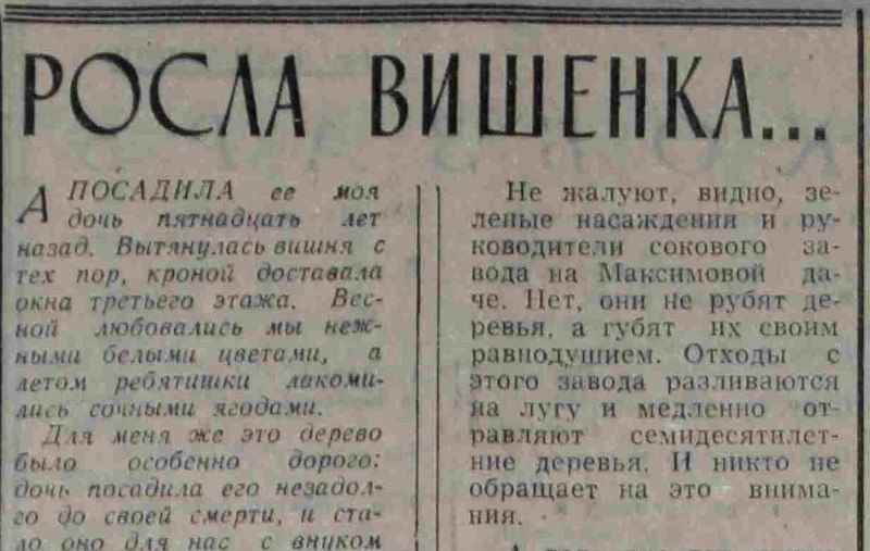 «С большим удовлетворением общественность города восприняла сообщение о том, что областной суд приговорил Савченко и Ковалёва к восьми годам лишения свободы за умышленное уничтожение 30 шаровидных акаций, высаженных во время...