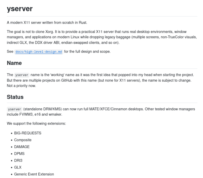 Релиз открытого проекта yserver 1.0.0 — X-сервера на Rust и для запуска MATE, Xfce и Cinnamon