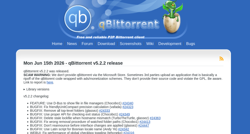 Выпуск qBittorrent 5.2.2