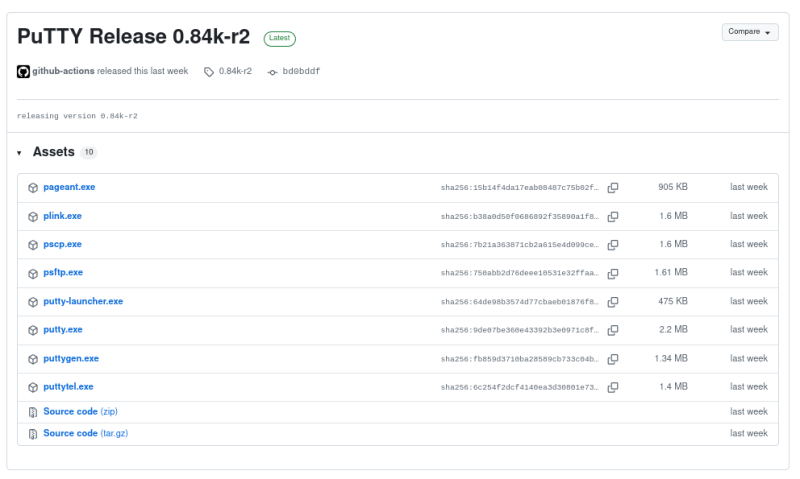 Представлена расширенная сборка PuTTY 0.84k-r2 с поддержкой файловых сессий