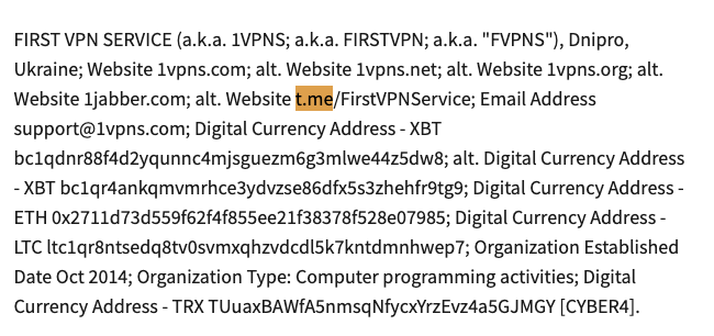Регистратор Domain.ME: блокировка t.me была по требованию Управления по контролю за иностранными активами США