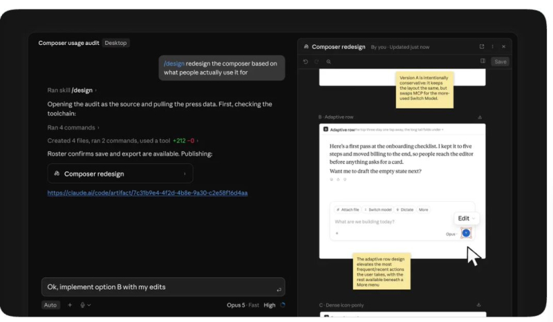 Claude Code научился создавать UI‑макеты прямо в терминале