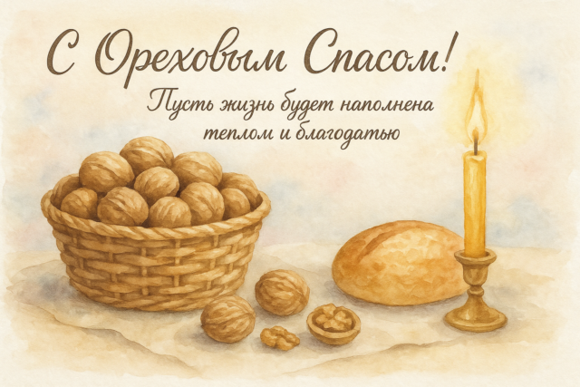 Ореховый Спас, Хлебный Спас: красивые яркие открытки с поздравлениями для родных