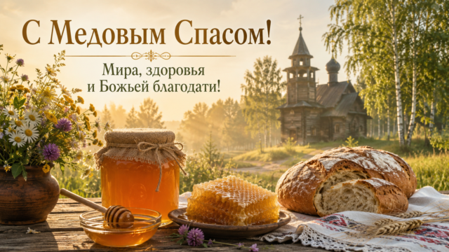 Открытки с Медовым Спасом: скачайте красивые поздравления бесплатно
