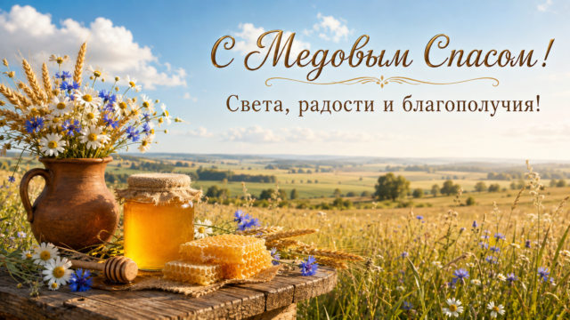 Открытки с Медовым Спасом: скачайте красивые поздравления бесплатно
