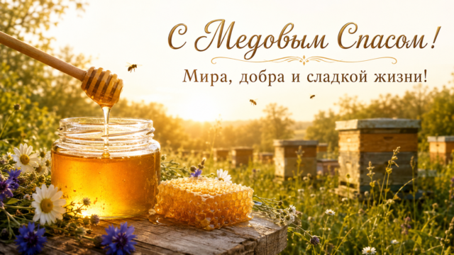Открытки с Медовым Спасом: скачайте красивые поздравления бесплатно