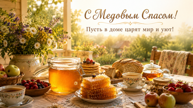 Открытки с Медовым Спасом: скачайте красивые поздравления бесплатно