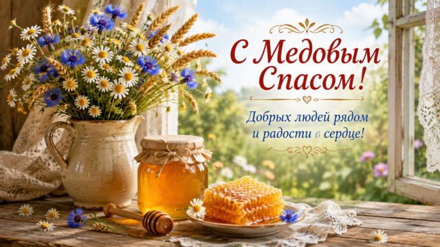 Открытки с Медовым Спасом: скачайте красивые поздравления бесплатно