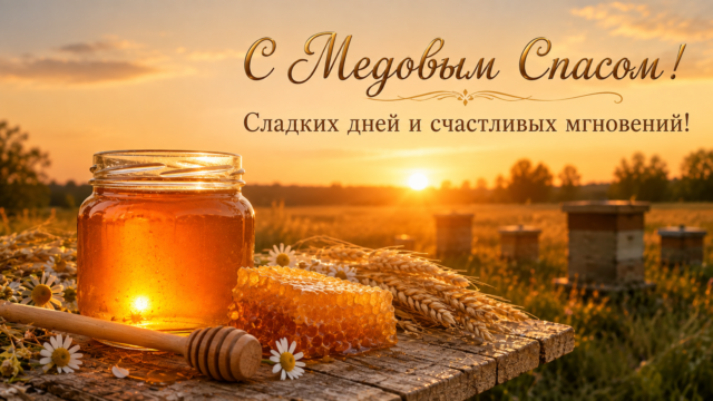 Открытки с Медовым Спасом: скачайте красивые поздравления бесплатно