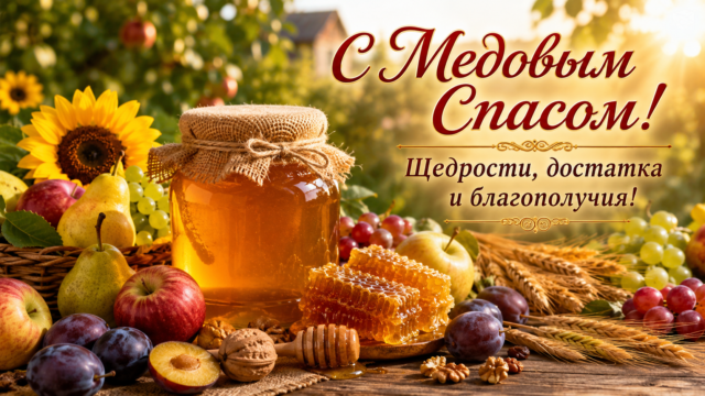 Открытки с Медовым Спасом: скачайте красивые поздравления бесплатно