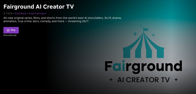 Сервис Roku запустил круглосуточный канал Fairground AI Creator TV с фильмами и сериалами, полностью созданными ИИ
