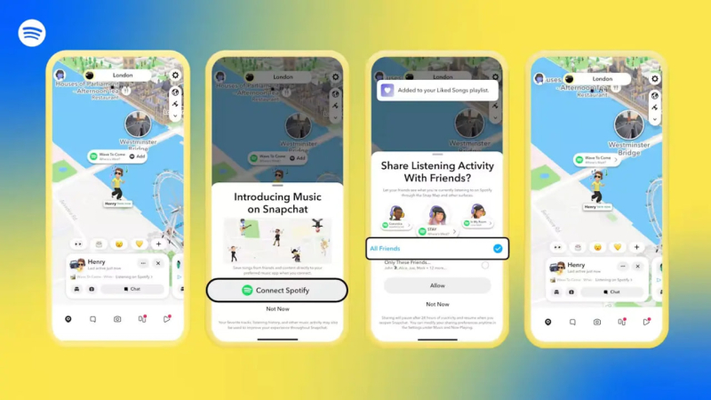 В Snapchat теперь можно делиться музыкой и плейлистами с друзьями через Snap Map