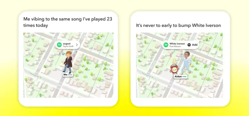 В Snapchat теперь можно делиться музыкой и плейлистами с друзьями через Snap Map