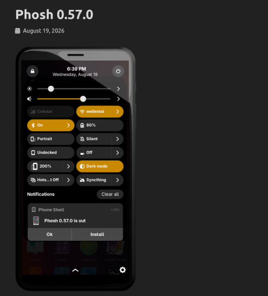 Вышло обновление Phosh 0.57 — проект GNOME-окружения для смартфонов