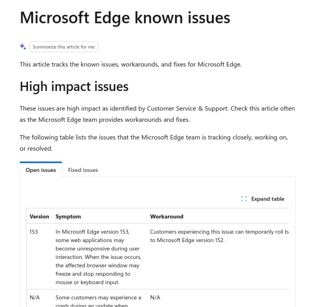 После релиза Edge 153 в Microsoft признали, что новая версия браузера зависает при работе с некоторыми веб‑приложениями