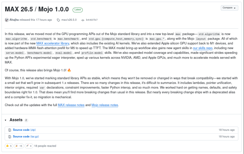 Релиз языка программирования Mojo 1.0