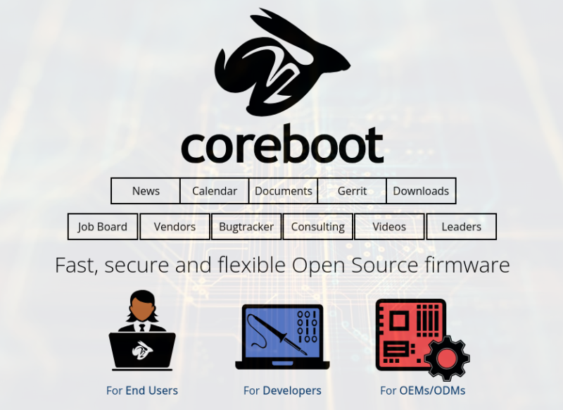 Релиз открытого проекта Coreboot 26.09, представляющего альтернативы проприетарным прошивкам
