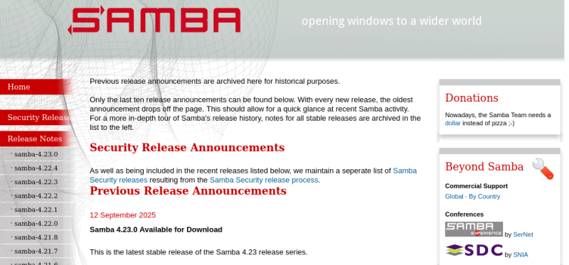 Релиз Samba 4.23.0