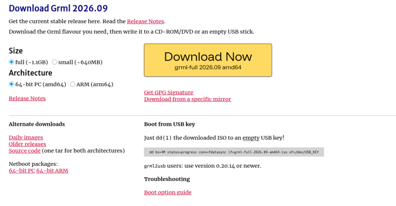 Вышел Live-дистрибутив на базе Debian 14 для системных администраторов Grml 2026.09 (кодовое имя H&auml;ttiwarit&auml;tti)