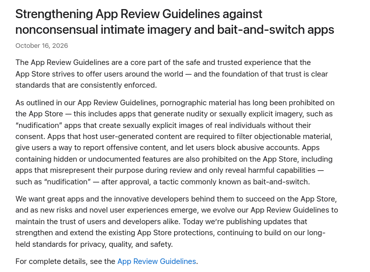 Apple в правилах App Store запретила разработчикам скрывать реальные возможности приложений на время модерации