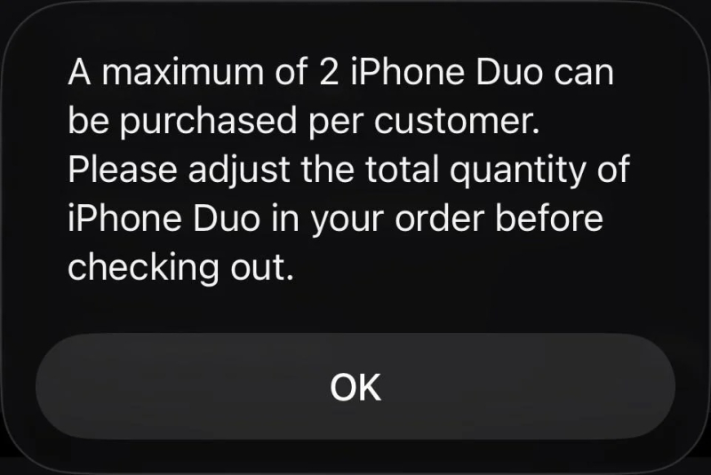 Apple ввела ограничение на покупку iPhone Duo из‑за высокого спроса и ограниченных поставок