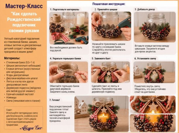 🙌 МАСТЕР - КЛАСС 🙌 Новогодний Подсвечник своими руками