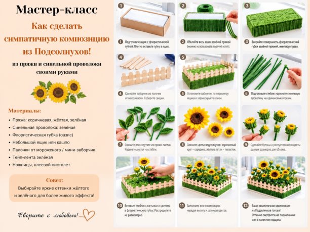🙌 МАСТЕР - КЛАСС 🙌 Подсолнухи из Синельной Проволоки ✨ своими руками