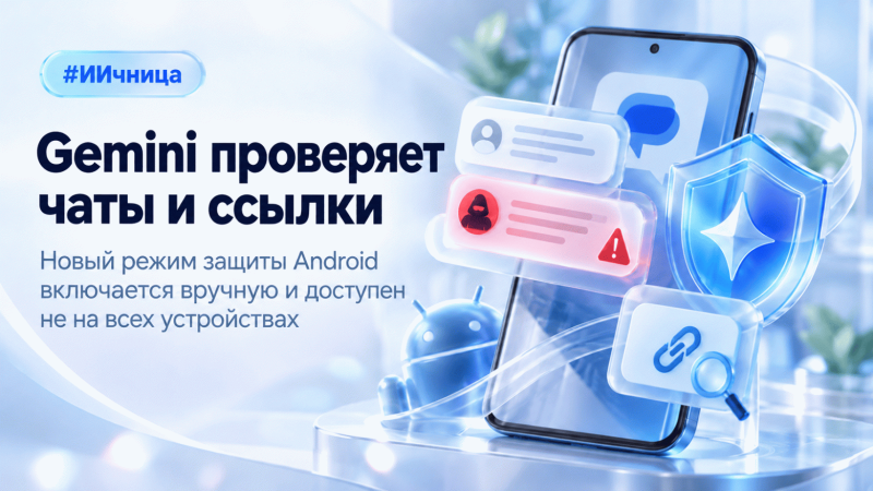 Облачная проверка будет оценивать контекст переписки, а Gemini Nano &mdash; незнакомые ссылки на устройстве. Запуск зависит от модели и страны.