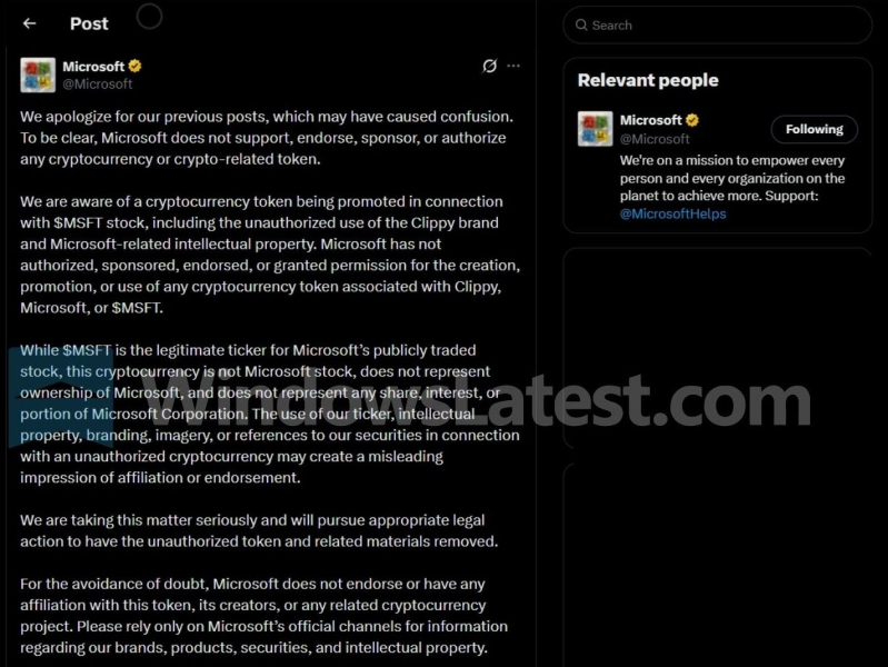 Официальный аккаунт Microsoft в&nbsp;X взломали с&nbsp;рекламой токена Clippy