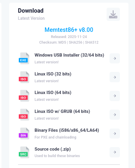 Релиз Memtest86+ v8.00