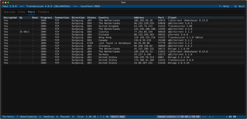 Релиз Tewi 3.0.0 — открытого консольного клиента для Transmission и qBittorrent