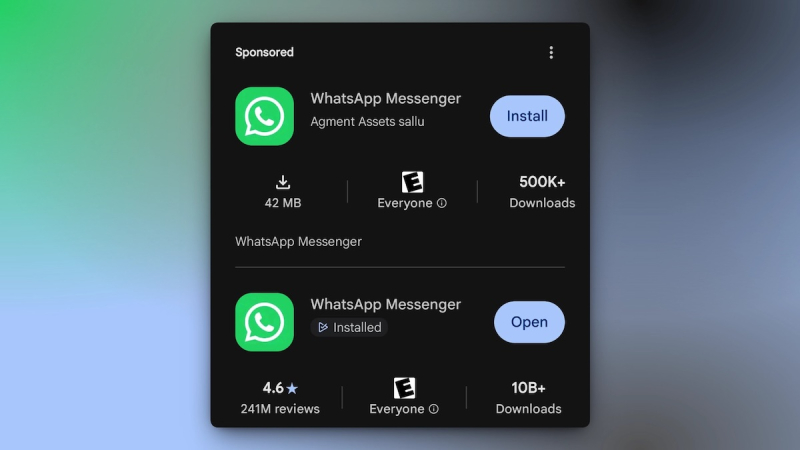 В Google Play нашли поддельный WhatsApp** с более 500 тысячами загрузок