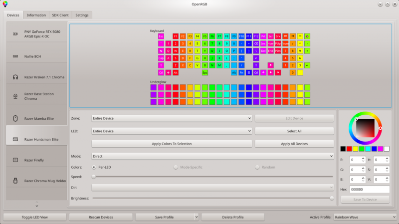 Выпуск обновления OpenRGB 1.1&nbsp;&mdash; открытого проекта для&nbsp;управления RGB‑подсветкой периферии