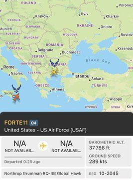 Global Hawk ВВС США всю ночь кружил над Черным морем и шпионил за Севастополем и Крымом